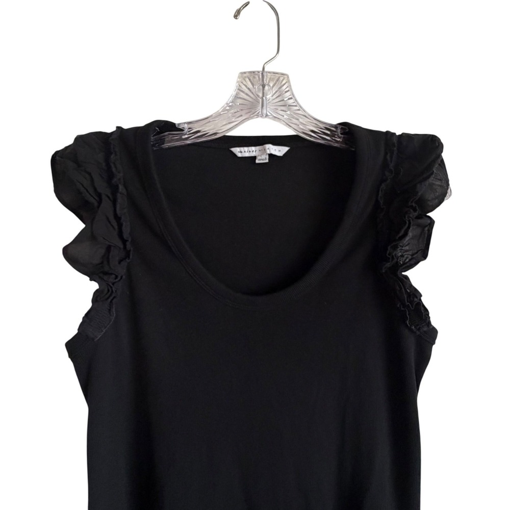 HATCH Black Ribbed Ruffle Sleeve Maternity Midi Dress Large Cotton Blend RN17730 - Picture 6 of 9